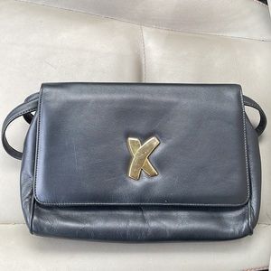 Vintage Paloma Picasso Black Italian Leather Handbag